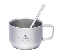 iBasingo Tasse à café expresso en titane - Double paroi - 200 ml - Pour latte, cappuccino, cacao, en métal - Pour l'extérieur, le camping, les voyages - Ultra légère et durable - Couleur titane