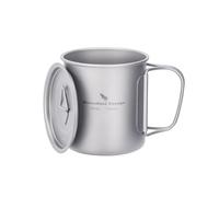 iBasingo Tasse en Titane Pot Suspendu de Camping avec Couvercle et Poignée Pliable Batterie de Pique-nique à Boire en Plein air Ultra-légère à Boire 300ml
