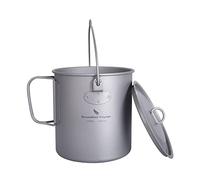 iBasingo Tasse Pot de Camping Portable Ultraléger en Titane Outdoor Vaisselle Can Tasse à thé en Titane avec Anse Pliable et Couvercle 1250ml