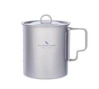 iBasingo Tasse Pot de Camping Portable Ultraléger en Titane Outdoor Vaisselle Can Tasse à thé en titane avec anse pliable et couvercle 750ml