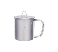 iBasingo Tasse Pot de Camping Portable Ultraléger en Titane Outdoor Vaisselle Can Tasse à thé en titane avec anse pliable et couvercle (Ti3033D-200ml)