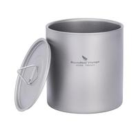 iBasingo Tasses à double paroi en titane de 400 ml avec couvercle, ultra léger, empilable, tasse à thé, café, tasse à boire durable et portable pour le camping, les voyages, usage quotidien Ti3243D