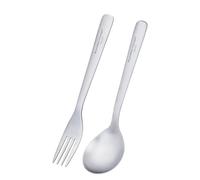 iBasingo Ti1070T Ensemble de couverts en titane à long manche avec cuillère, fourchette et couverts de camping ultra légers réutilisables en métal durable
