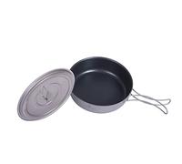 iBasingo Ti2066C Poêle à frire antiadhésive en titane avec couvercle 1 l Batterie de cuisine légère pour camping randonnée et randonnée Portable Poignée pliante Kit de cuisson en plein air, idéal pour