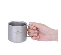 iBasingo Ti3052D Tasse à café en titane à double paroi isotherme pour expresso, thé, camping et voyage, durable, légère, portable 220 ml