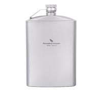 iBasingo Ti3063D Lot de flasques en titane de 250 ml avec tasse à saké, camping, plein air, bouteille d'alcool, whisky, vin, drapeau, tasse à vin amovible avec gobelet pour voyage, pique-nique