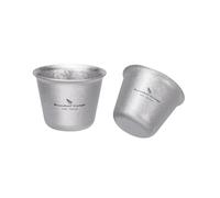 iBasingo Ti3069D Lot de 2 mini gobelets en titane ultra légers de 15 ml - 9,7 g - Pour vin/sake/tequila/whisky, extérieur, camping, pique-nique - Argenté