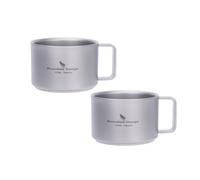 iBasingo Ti3085D Lot de 2 mini tasses à café en titane à double paroi 100 ml Pour l'extérieur, le camping, les voyages, portable, durable, en métal