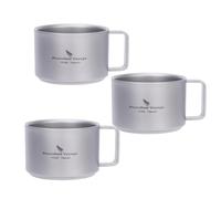 iBasingo Ti3085D Lot de 3 mini tasses à café en titane à double paroi 100 ml Tasse à expresso en plein air Camping Voyage Portable Durable Vaisselle en métal Ti3085D (3)