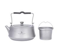 iBasingo Ti3093D Bouilloire en titane avec infuseur pour théière en vrac, cafetière, théière avec filtre et poignée pliable ultralégère 800 ml