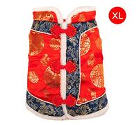 iBàste Classique Chat vêtements pour Chiens Hiver Chaud Fournitures pour Animaux de Compagnie Costume Tang d'année Bonneterie rembourré Joyeux Teddy Costume Pet Cute (Jaune, Bleu, Rouge)