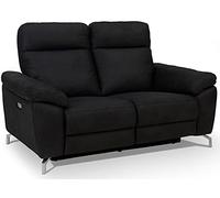 Ibbe Design Selesta Canapé Inclinable Électrique 2 Places en Tissu Noir Sofa Canapé Relax Canapé de Relaxation avec Repose-Pied et Port USB, Pieds en Métal