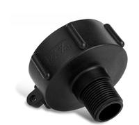 IBC Adaptateur de réservoir fourre-tout 5,1 cm S60/BUT filetage femelle vers connecteur de tuyau MPT 1,9 cm, raccord de contrôle du débit en plastique noir, compatible avec les conteneurs IBC standard