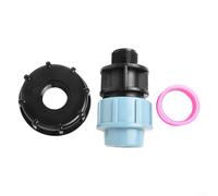 IBC Adaptateur de réservoir S60 x 6 vers MDPE Raccord droit pour tuyau d'arrosage de 20/25/32 mm, connecteur de stockage d'eau en plastique pour systèmes d'irrigation de pluie (25 mm)