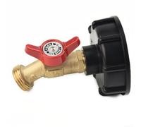 IBC Adaptateur de vidange fourre-tout avec robinet en laiton filetage S60 x 6 - Kit de collecte d'eau de pluie pour récipient de 330 gallons - Raccord PE et cuivre UK
