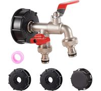 IBC Adaptateur,S60X6 Adaptateur de réservoir IBC,1/2"" IBC Robinet à Boisseau Sphérique Robinet Jardin,Adaptateur Robinet Tuyau Arrosage pour Vanne de Baril de Réservoir d'eau de Pluie