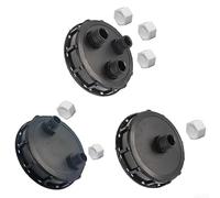 IBC Couvercle ventilé de 163 mm avec filetage mâle de 2,5 cm DN150 Adaptateur de réservoir en plastique pour stockage de l'eau, barils de pluie, connecteur de sortie étanche Noir (2 trous avec