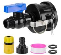 IBC Kit d'adaptateur de conversion pour tuyau d'arrosage avec robinet à boisseau sphérique haut débit 2 verrous à came et raccords 3/4 GHT pour la gestion de l'eau en extérieur
