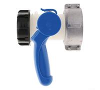 IBC Robinet d'arrêt pour réservoir d'eau et bouchon de pluie, adaptateur DN40/DN50 avec écrou de raccordement en aluminium, vanne à rabat étanche pour vidange de conteneur IBC, bleu et blanc (DN40 (62