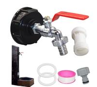 IBC Ton Barrel Faucet - Kit de robinet de baril d'eau de 1,9 cm | Kit de baril de pluie IBC | Adaptateur de réservoir IBC, raccord de tuyau en alliage de zinc, bouchon de baril de pluie, connecteur