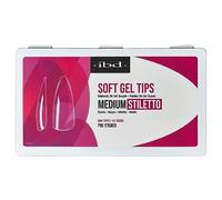 IBD Lot de 504 faux ongles en gel souple, taille moyenne, 12 tailles, fabriqués aux États-Unis, pointes d'ongles transparentes, pointes en gel souple pour extension d'ongles, forme stiletto moyenne