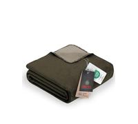 Ibena Couverture Doubleface Dublin 150x200 cm - Plaid Kaki/Olive, Couverture de Salon, mélange de Coton Doux et Facile d'entretien