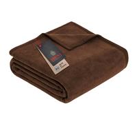 IBENA Couverture en peluche en mlange de coton de couleur unie Porto - Chocolat