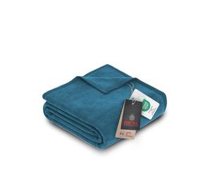 Ibena Porto Couverture 150 x 200 cm - Mélange de Coton Doux, Chaud et Lavable, Couverture Douillette Bleu pétrole uni