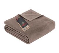 IBENA Porto Couverture Douilette 100 x 150 cm - Plaid Marron, Couverture de Salon, mélange de Coton Doux et Facile d'entretien