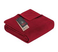 IBENA Porto Couverture Douilette 100 x 150 cm - Plaid Rouge, Couverture de Salon, mélange de Coton Doux et Facile d'entretien