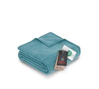 IBENA Porto Couverture Douilette 150 x 200 cm - Plaid Turquoise Clair, Couverture de Salon, mélange de Coton Doux et Facile d'entretien