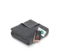 IBENA Porto Couverture Douilette 220 x 240 cm - Plaid Anthracite, Couverture de Salon, mélange de Coton Doux et Facile d'entretien