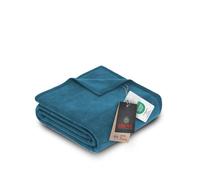 IBENA Porto Couverture Douilette 220 x 240 cm - Plaid pétrole, Couverture de Salon, mélange de Coton Doux et Facile d'entretien