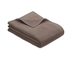 IBENA Porto Couverture Douilette 75 x 200 cm - Plaid Marron, Couverture de Salon, mélange de Coton Doux et Facile d'entretien