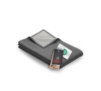 Ibena Stockholm Couverture en Coton 140 x 200 cm - Plaid Anthracite, Couverture Douilette en Pur Coton, fabriquée en Allemagne, Douce et Chaude