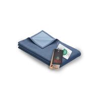 Ibena Stockholm Couverture en Coton 140 x 200 cm - Plaid Bleu/Bleu Clair, Couverture Douilette en Pur Coton, fabriquée en Allemagne, Douce et Chaude