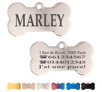 Ibera Gifts - Médaille Chien avec Gravure en Forme d'Os pour Animaux de Taille Moyenne à Grande, Médaille Chien Gravée (Argent)