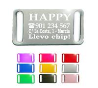 Ibera Gifts - Médaille chien avec gravure rectangulaire pour chien ou chat à fixer au collier, taille 53x28 mm pour petites et moyennes tailles - Médaille chien gravée (Argent)