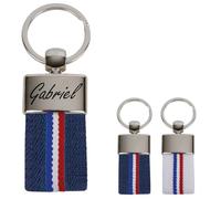 ibera gifts - Porte Clef Personnalisable en Acier Inoxydable aux Couleurs du Drapeau Français | Porte Clé Personnalisé Gravé avec Sac Cadeau pour Homme, Femme ou Couple (Drapeau de la France/Bleu)