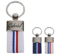 ibera gifts - Porte Clef Personnalisable en Acier Inoxydable aux Couleurs du Drapeau Français | Porte Clé Personnalisé Gravé avec Sac Cadeau pour Homme, Femme ou Couple (Drapeau de la France/Blanc)
