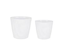 Ibergarden Lot de 2 Pots de Fleurs Ø 22 cm Ø 28 cm Blanc Argile