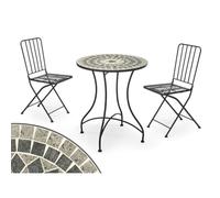 Ibergarden Table avec 2 chaises Mosaico-Forge Noir Gris - Marque EAN : 8430852104441