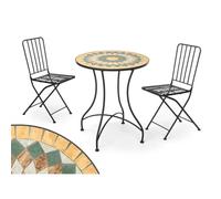 Table avec 2 chaises Ibergarden Mosaic-Forge Noir Ocre - Marque : Ibergarden - EAN : 8430852104458