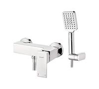 Ibergrif Atenas - Robinet Carré Bain, Mitigeur de Douche avec Douchette et Flexible, Support
