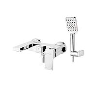 Ibergrif Atenas - Robinet de Bain-Douche, Mitigeur de Baignoire avec Douchette et Flexible, Support, Chromé, Argent