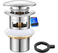 Ibergrif Bonde de Lavabo Pop-Up avec Trop Plein Valve Clic-Clac Universelle 1 1/4" pour Robinet et Lavabo - Bouchon Chrome Durable, M20502