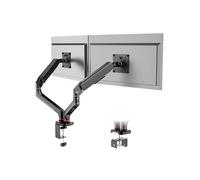 Ibergrif Support de moniteur double pour écrans de 13"-32", bras de gaz réglable, prend en charge 2 moniteurs, inclinaison, rotation et rotation avec base de montage C-Clamp et Grommet, VESA 75/100 mm