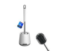 Ibergrif Brosse WC Silicone - Brosse Toilette et Supports, Anti-goutte, Antibactérienne, Balai WC Ventilée, Séchage Rapide sans Odeur, Balayette WC Montage Mural/au Sol, Salle de Bain et WC, Blanc