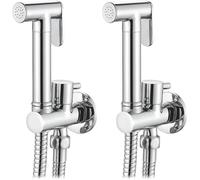 Ibergrif, Douche Toilette Encastré Kit Avec Flexible, Support, Douchette, Chromé, Argent (Lot de 2)