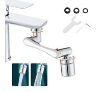 Ibergrif Robinet Magique Pivotant 1440°, Mousseur Robinet avec 2 Modes de Pulvérisation, Adaptateur de Robinet d'Extension Universel, Corps en Laiton, Chromé, Argent, M91006